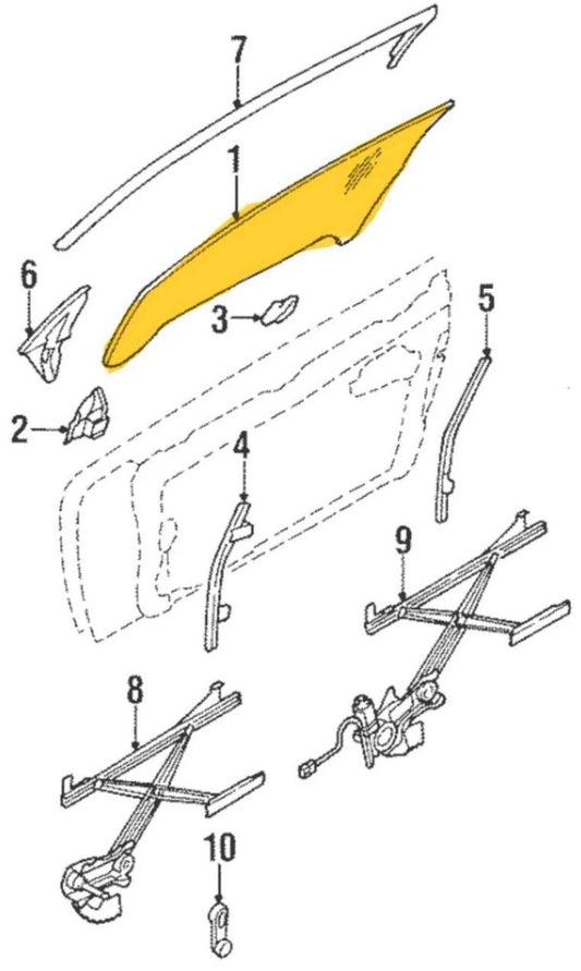 🥇 1995-1999 Mitsubishi Eclipse Gs Gst Gsx OEM Glass Passenger Door Window